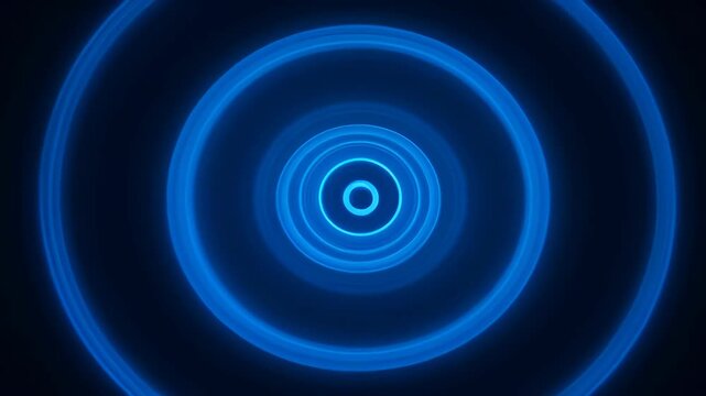 Blue neon elegance business circular concentric cycle abstract ring pattern on dark background with calm glow smooth light trail for modern SEO design