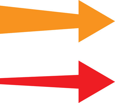 Red and orange arrows pointing to the right side  direction and navigation symbols