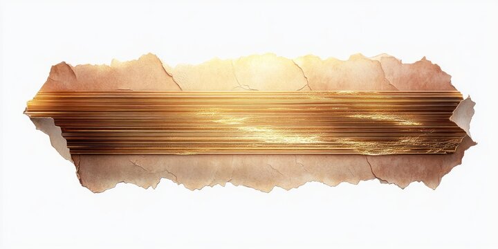 torn parchment strip with layered horizontal gold metallic streaks and textured shimmering surface, warm luminous abstract banner conveying elegance and calm
