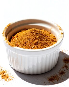 Cajun Seasoning in Ramekin Dish, Macro Food Photography, Rustic Spice Blend