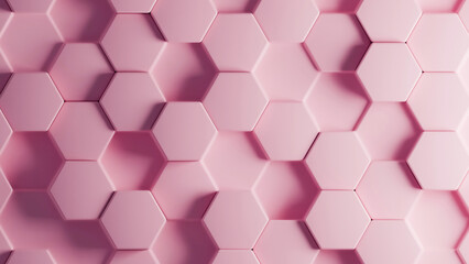 3D background of hexagon pattern on Ballet Slipper color. 3d hexagon pattern with different depths. pattern 3d shape background © jayed