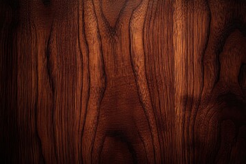 Naklejka premium close-up of rich dark wooden surface with pronounced grain patterns and warm polished finish evoking cozy rustic elegance
