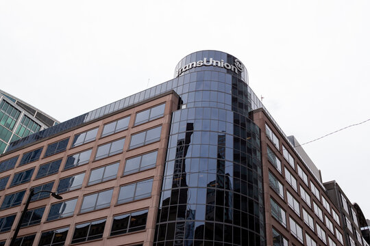 Chicago, Illinois, USA - March 29, 2022: TransUnion headquarters in Chicago, Illinois, USA. TransUnion is an American consumer credit reporting agency.