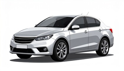 Fototapeta premium White Sedan Car Illustration