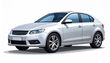 Fototapeta premium White Sedan Car Illustration