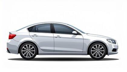 Fototapeta premium White Sedan Car Illustration