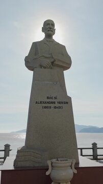 NHA TRANG, VIETNAM, 7 November 2025 &ndash;  Statue of Dr. Alexandre Yersin, a Swiss-French physician and bacteriologist. Yersin discovered the bacterium responsible for the bubonic plague.