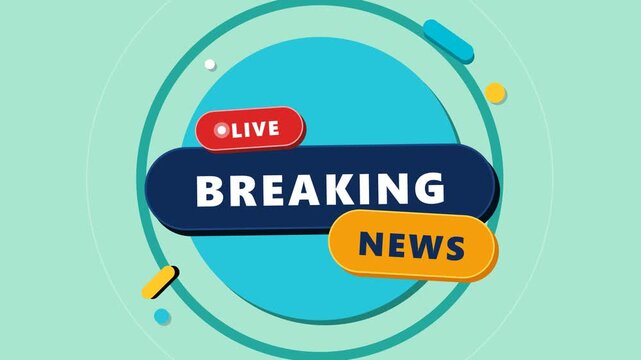 Professional Breaking News Live Video Headline Graphic with Geometric Elements for Television and Digital Media