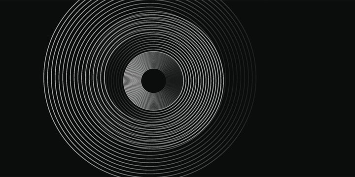Abstract gold circle lines on dark background. Geometric stripe line art design. Modern luxury template. Suit for presentation, banner, cover, web, flyer, poster, brochure. Vector illustration