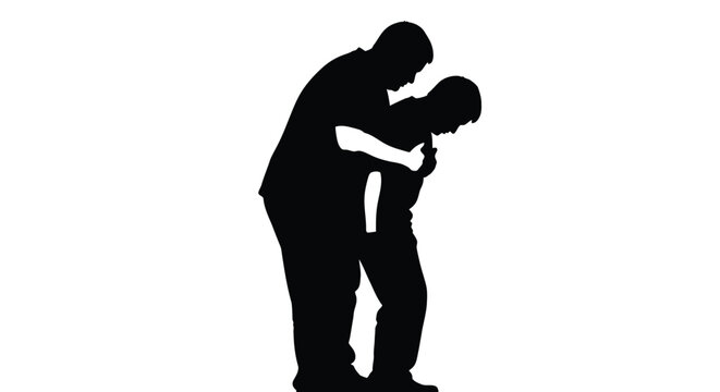 First aid responder performing the heimlich maneuver on a person choking in a medical emergency