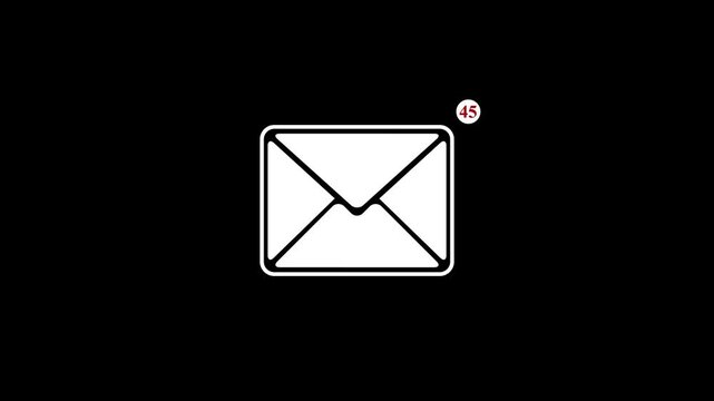 Animated massage icon, notification icon, counting massage isolated on white background. Conversation notice receive massage animated sign symbol. Countdown 1-56 Message
