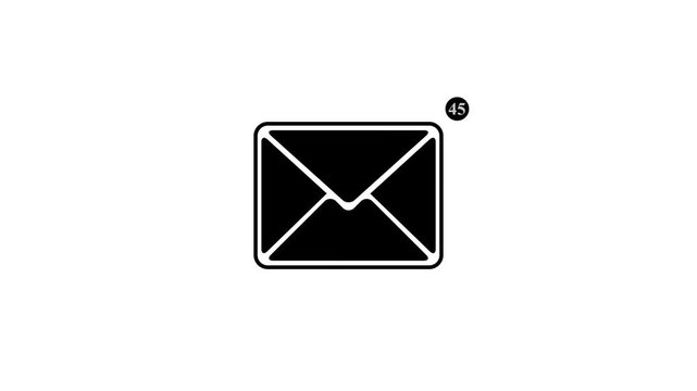 Animated massage icon, notification icon, counting massage isolated on white background. Conversation notice receive massage animated sign symbol. Countdown 1-56 Message