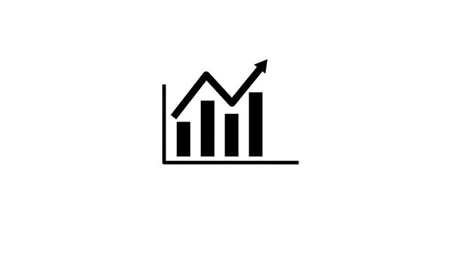 Animation graphics business growth icon. Business growth charts. Clean White background.