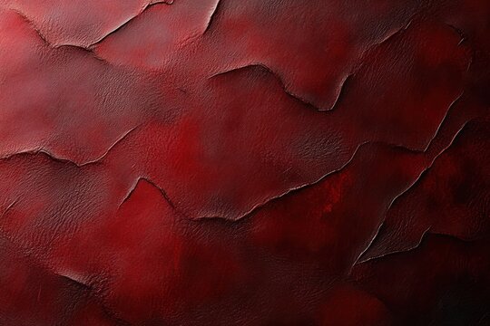 moody dark red leather-like textured surface with cracked peeling layered patches and dramatic shadows