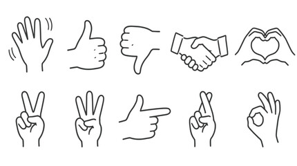 Fototapeta premium Hand Gesture Symbols for Communication and Agreement