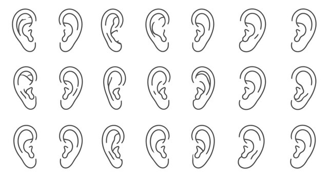 Human Ear Anatomy Symbols for Hearing and Audiology Education