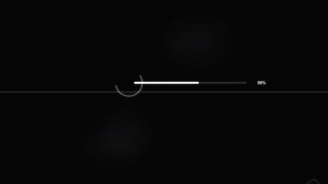 Modern digital loading bar animation with a white ring and percentage counter indicating data processing