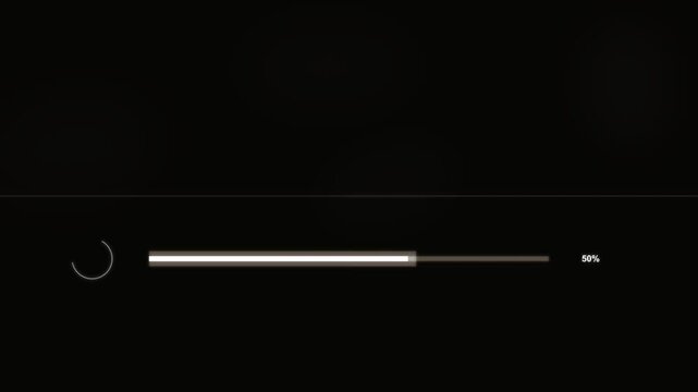 Modern warm monochrome loading screen with animated progress bar and hud line scanner effect