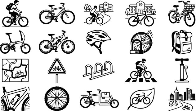 Energetic young man riding a bicycle on a sunny day through a college campus with academic buildings in the background for educational and lifestyle promotions