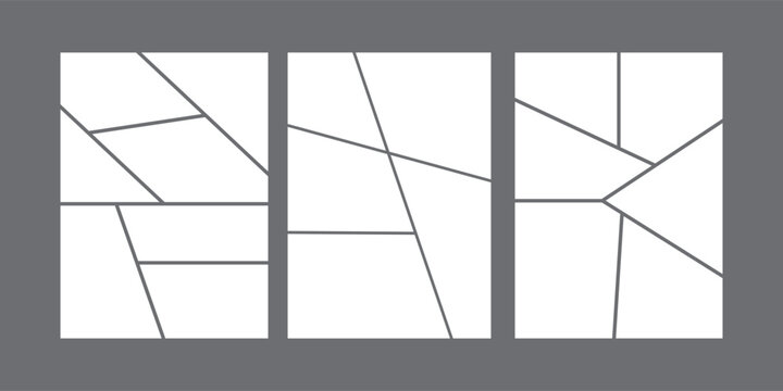 Set of collage grid manga comic storyboard layout. Empty page frame for comic book, photo collage,

