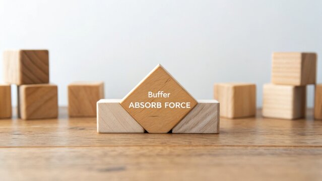 Wooden Blocks Arrangement with Buffer Absorb Force Concept Focused on Stability, Strength, and Support for Educational and Creative Purposes