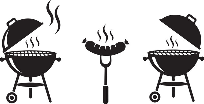 Grill bbq vector icon set