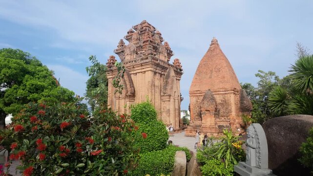 NHA TRANG, VIETNAM, 7 November 2025 &ndash; Tourists visit the Cham towers, ancient Hindu temples built by the Cham people, in Nha Trang, Vietnam.