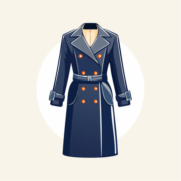 Illustration of a Double-Breasted Trench Coat