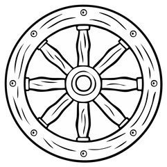 Obraz premium Outlined Ship Wheel Image with Detailed Spokes and Circular Edge for Nautical Designs