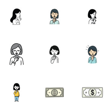Abstract vector illustration of female faces behind blue dot grid