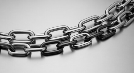 Fototapeta premium Interlocking Metal Chain Links on a Reflective Surface