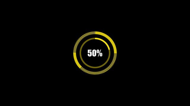 circle Loading bar animation with counting from 0 to 100%. Loading circle animation on Black background, loading bar 4k video, Loading bar concept, Abstract loading icon.