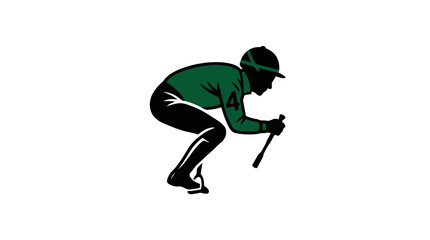 Fototapeta premium Stylized ninja character in green mask performing a martial arts pose