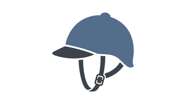 Minimalist construction worker head profile wearing blue safety hard hat for industrial and engineering professional concepts