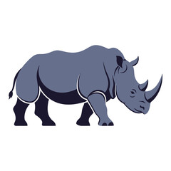 Obraz premium Rhino silhouette standing isolated on white background for wildlife design projects
