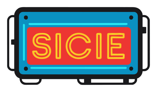 Colorful neon wall sign icon isolated on white backg.... Generative AI