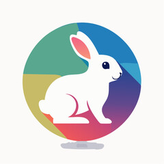 Obraz premium White Rabbit Icon with Colorful Circle Background