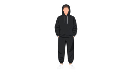 Person wearing black hoodie and sweatpants standing upright Vector © MST SUETI