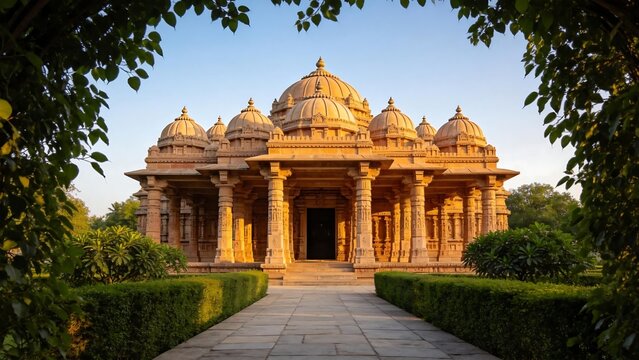 Temple with multiple domes and columns