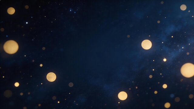 Starry night sky with glowing orbs