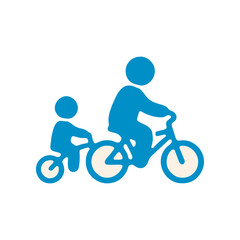 Obraz premium Father and child cycling together vector illustration isolated on white