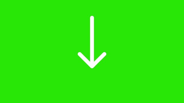 White Arrow Pointing Down on Green Screen 