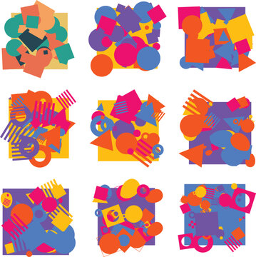 Vibrant geometric abstract background with colorful shapes and patterns