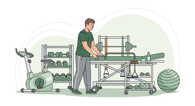 Physical Therapy and Rehabilitation Equipment in a Gym or Clinic Setting