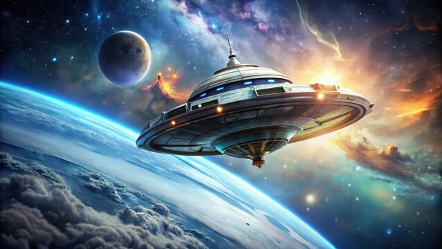 A spaceship hanging in the air, defying gravity, universe , astronomy,  universe , astronomy, energy,gravity