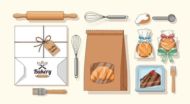 Bakery items and tools illustration