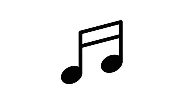 Music note icon, musical symbol, eighth note, black vector graphic