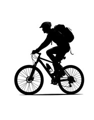 Obraz premium Cyclist Riding Bike with Backpack Silhouette.