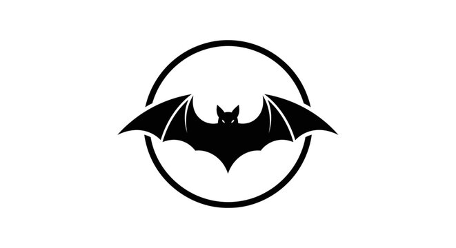 Black bat silhouette inside a circle vector illustration design isolated
