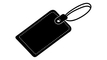 Fototapeta premium Clothing tag features a simple black rectangular design.